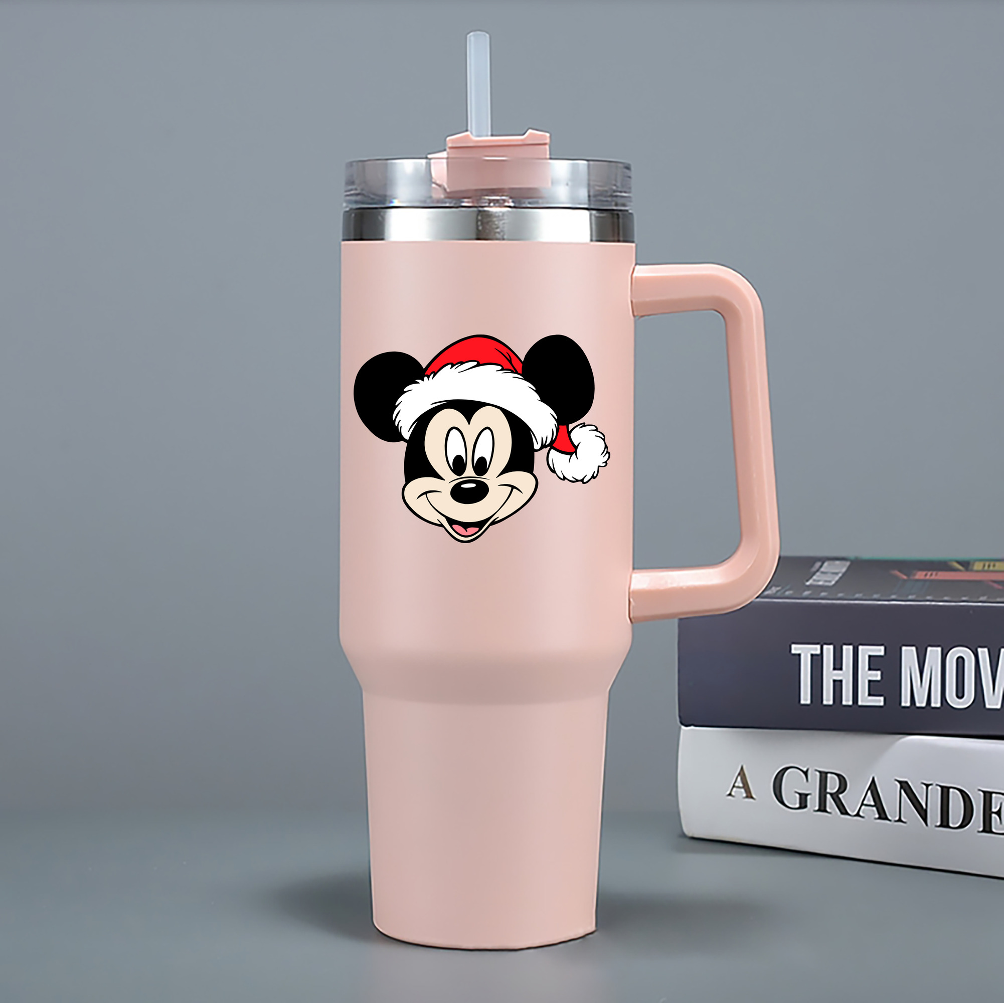 （画像用） ミッキーマウス Mickey Mouse 1200mL車用タンブラー - クリスタルステッカー（プラスチックストロー付き）
